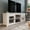 White Wash, variant on BizChair Classic TV Stand up to 80" TVs - Modern White Wash Finish with Full Glass Doors - 65" Engineered Wood Frame - 3 Shelves