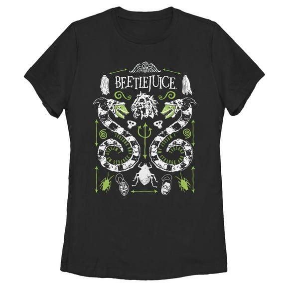 Women's Beetlejuice Sandworm and Betelgeuse Symmetrical Graphic T-Shirt