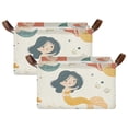 thumbnail image 3 of Mermaids Cartoon Foldable Storage Large Fabric Storage Baskets Organizer Storage Bins with Handles for Shelves, 3 of 8