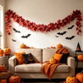 thumbnail image 4 of Red Artificial Maple Leaf Garland,Fall Foliage Autumn Vine Decor for Front Door Fireplace Thankgiving Decoration, 4 of 8