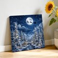 thumbnail image 3 of Canvas Wall Art, Christmas Forest Framed Canvas Prints for Living Room Bathroom, Xmas Deer Santa Claus Navy Blue Moon Night Gallery Wrapped Wall Decor for Home Office, Gifts, 12"x12" Ship Next Day, 3 of 9