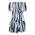 thumbnail image 4 of Ichuanyi Dresses for Women 2022, Fall Clearance Women's Sexy Summer Printed Short Sleeve One Shoulder Shirred Swing Dress, 4 of 8