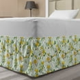 thumbnail image 1 of Watercolor Bed Skirt, Diamond Pattern Blooming Floral Arrangement Petals and Leaves, Elastic Bedskirt Dust Ruffle Wrap Around for Bedding Decor, 4 Sizes, Pale Green Yellow White, by Ambesonne, 1 of 2
