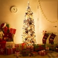 thumbnail image 2 of VEIKOUS 5ft Christmas Pre-Lit Pencil Tree Snow Flocked with 150 LED Lights, Green, 2 of 11