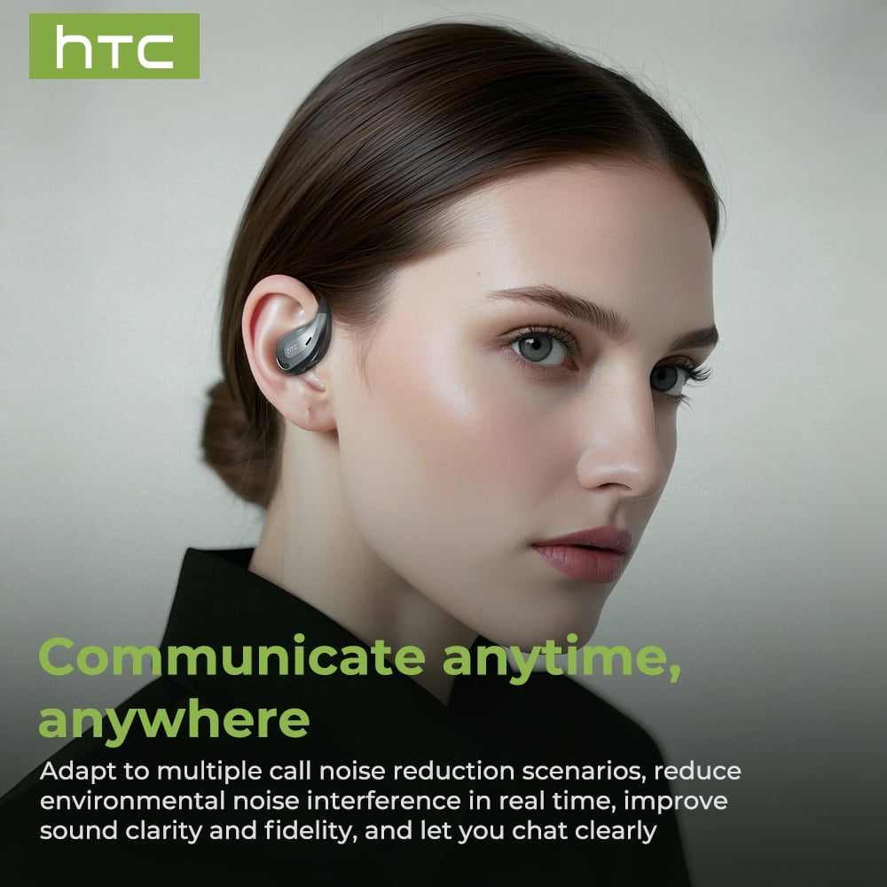NE18 Bluetooth 6.0 Wireless Open-Ear Headphones, AI Translator, Noise-Cancelling Earbuds, 130+ Languages, 24H Playtime, Black