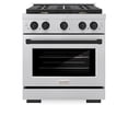 thumbnail image 2 of ZLINE Autograph Edition 30 in. 4.2 cu. ft. Paramount Gas Range with 4 Burner Cooktop and Convection Gas Oven in DuraSnow Stainless Steel and Matte Black Accents (SGRSZ-30-MB), 2 of 2