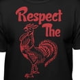 thumbnail image 2 of Teelocity Men's Sriracha Respect the Rooster Hot Sauce Black Relaxed Fit Short Sleeve Graphic T-Shirt, 2 of 2