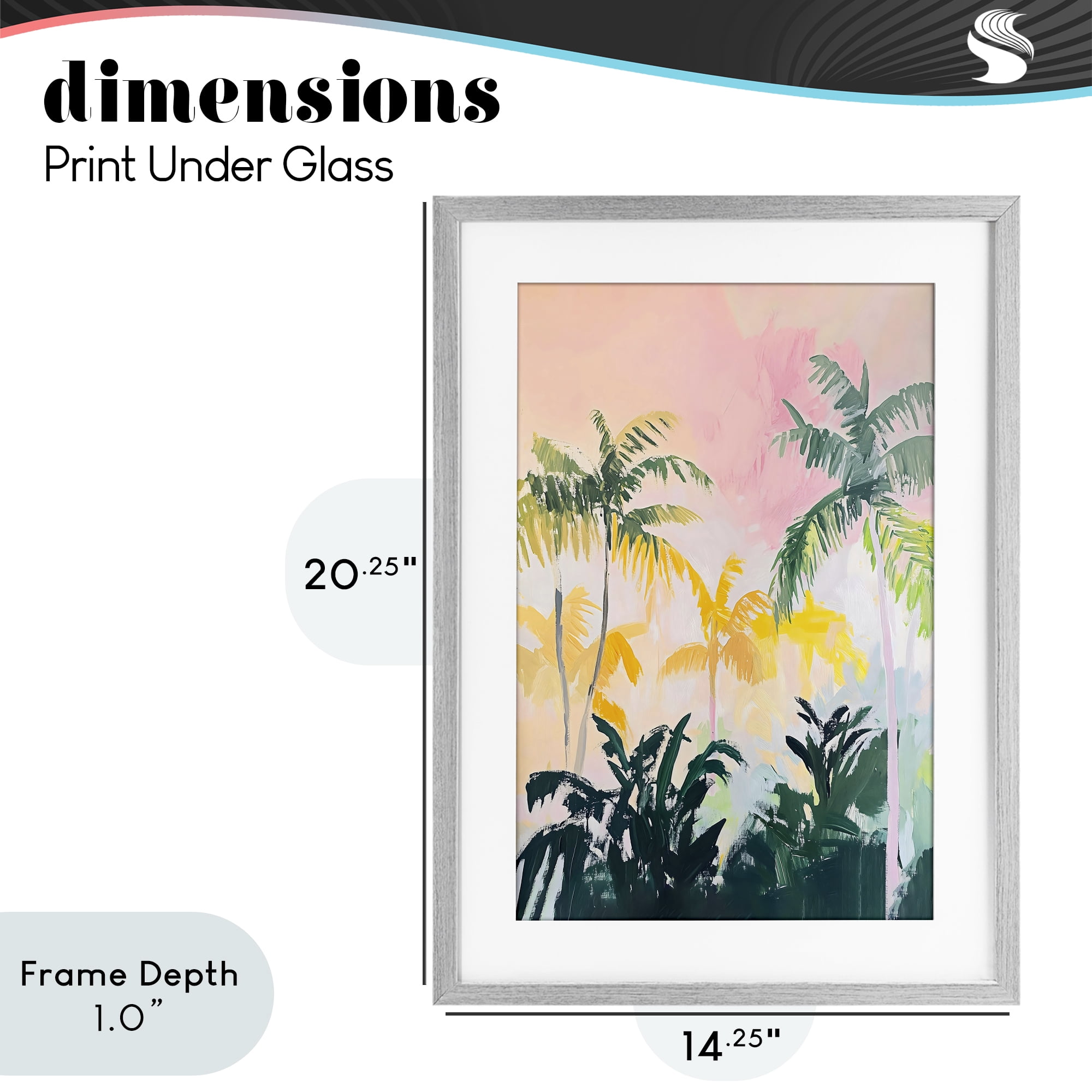 Stupell Industries Pastel Palms in Morning Glow Gray Framed Print Under Glass, design by The Prints Vibe