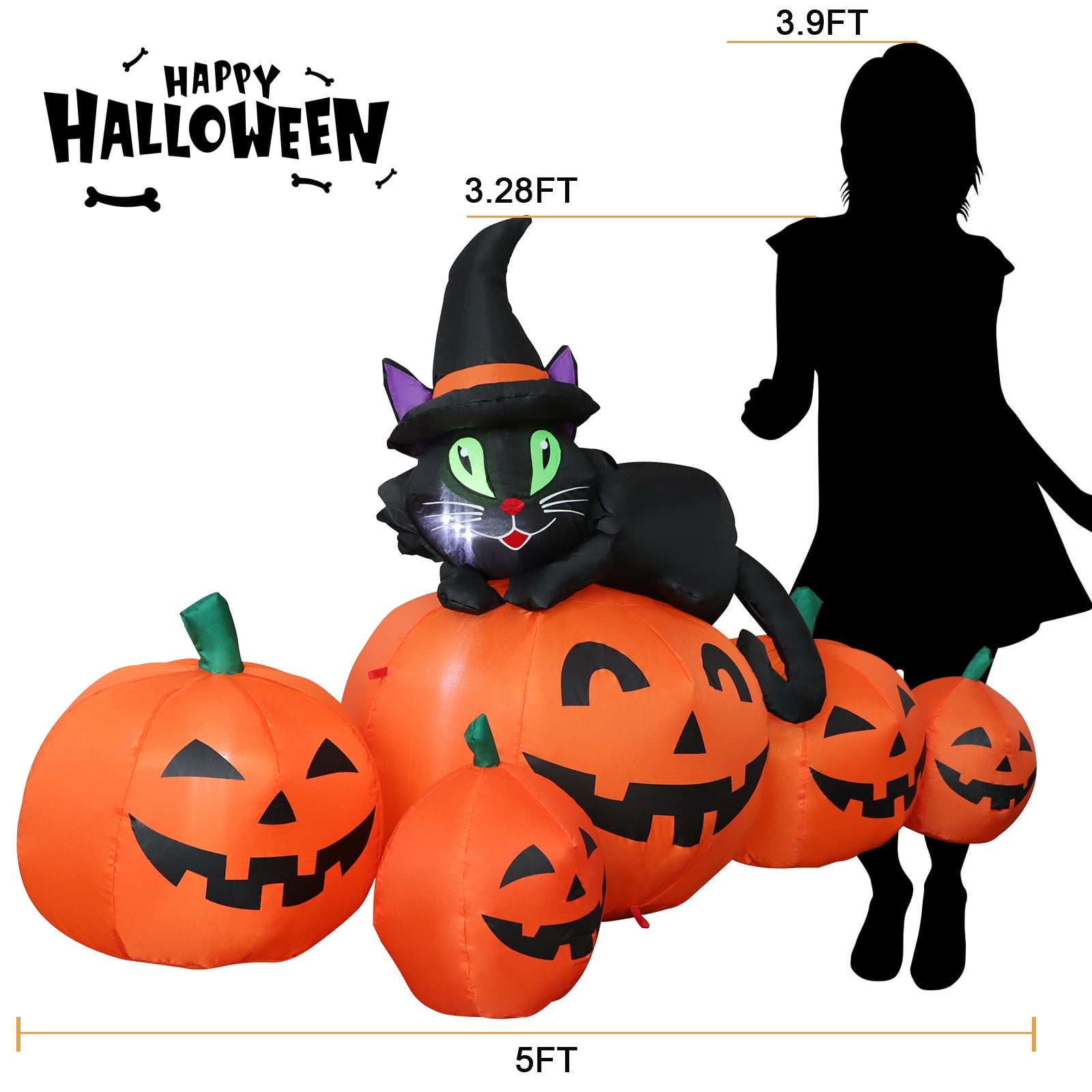 4 Foot Halloween Nflatable Pumpkn Decoraton Lghted For Home