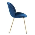 thumbnail image 2 of Upholstered Velvet Chair in Blue with gold legs Set 2, 2 of 6