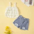 thumbnail image 2 of Gerichy Girls Summer Outfits, Girls' Summer Clothing Set Black Half Sleeved Off Shoulder Suspender Top Split Denim Skirt Three Piece Set Black Jacket, 2 of 9