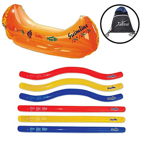 48/" Canoe 72/" Pool Doodles Pack 6 /& Bag Swimline Inflatable Toy Set