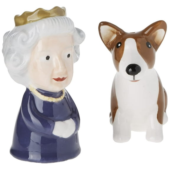 Abbott Collection Queen and Corgi Salt & Pepper-3.5"H, 3.5 inches high,