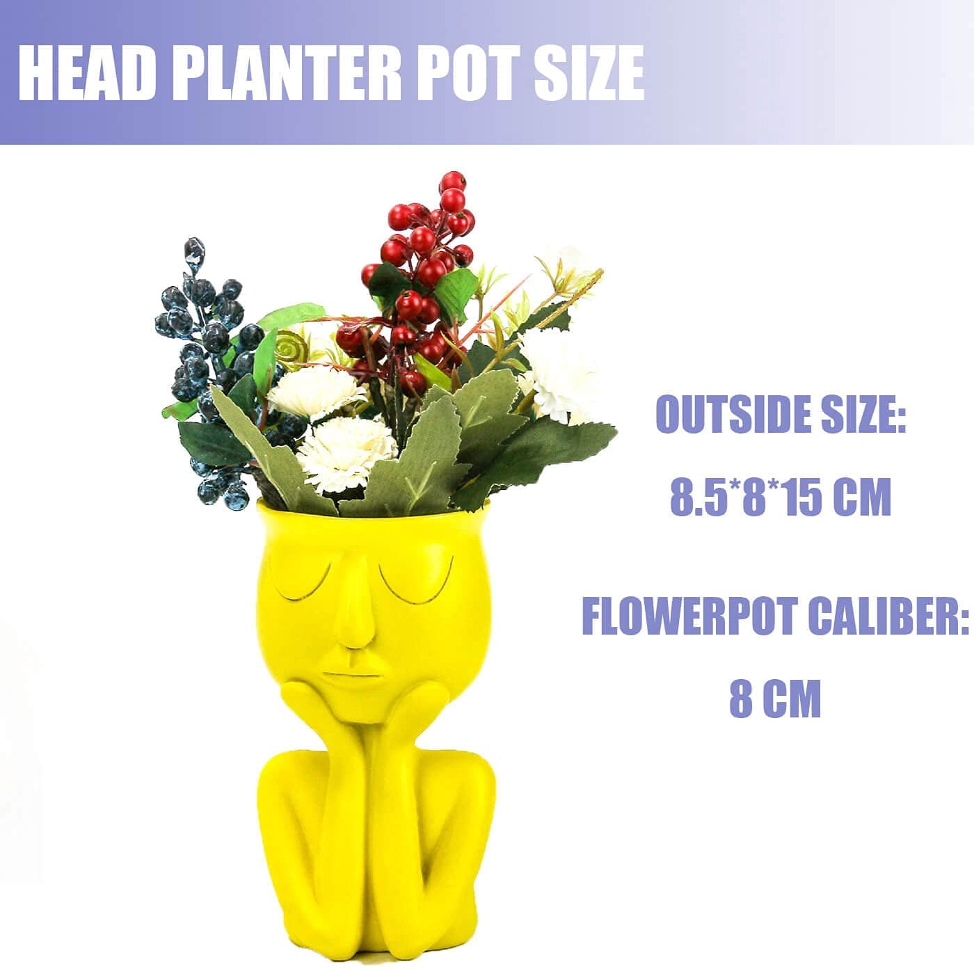 Sunjoy Tech Face Flower Pot, Head Planter Pot Succulent Planter Resin Cactus Planter, Small Cute Plants Flower Pots for Indoor Home Office Decoration