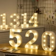 thumbnail image 5 of Números de letras con luces LED decorativas, letrero de luces de números de marquesina de plástico blanco, decoración de bodas para fiestas, funciona con pilas (1). Afortunado Sencillez, 5 of 5