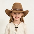thumbnail image 4 of SRZYMJ Kids Western Straw Cowboy Hat, Classic Woven Wide Brim Cowboy Hat with Adjustable Chin Cord, Outdoor Sun Protection Hat for Boys Girls, 4 of 5