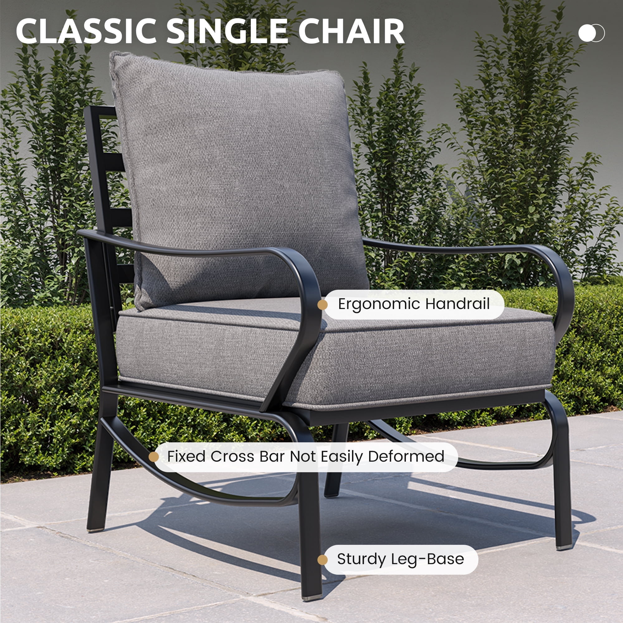 POTEBAN Patio Furniture Metal Outdoor Set 5 Pcs, Outdoor Patio Furniture Set, Modern Furniture Sets with Chairs for Lawn Deck Poolside,Grey