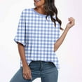 thumbnail image 2 of tarylea Womens Oversized T Shirts Half Sleeve Shirts Round Neck Plaid Casual Tops Loose Fitted Basic Tees, 2 of 4