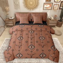 Manfei Mandala Aztec Adult 7-Piece Twin Bedding Sets, Tribal Hippie Stripes Abstract Bedding Comforter Set, Western Sheep Skull Reversible Sheet Sets, Breathable Home Decor