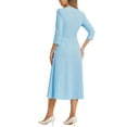 thumbnail image 3 of Vestido de trabajo para mujeres INSPIRE CHIC, corte A, mangas 3/4, elegante, midi, azul claro, talla L, 3 of 6