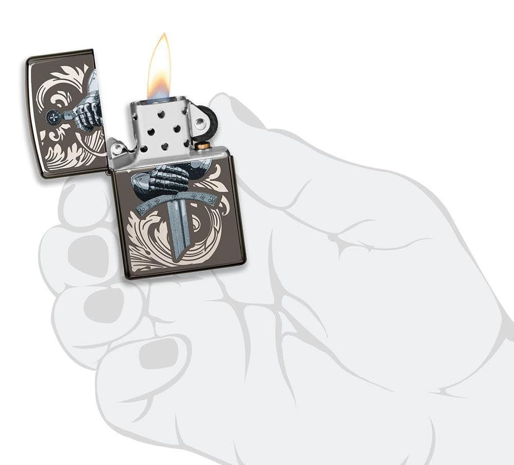 Zippo Knights Glove Design Black Ice Pocket Lighter