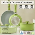thumbnail image 2 of Vkoocy - Juego de ollas y sartenes con mango desmontable, de cerámica, antiadherentes, apilables, para parrilla de inducción, sin PTFE/PFOA, aptos para lavavajillas y horno, 5 piezas, verde aguacate, 2 of 5