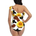 thumbnail image 5 of Easygdp Cow Print Sunflower Women's One Shoulder Ruffle Monokini Bathing Suits with Removable Chest Pad, Quick Drying - Large, 5 of 8