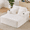 White, variant on Oversized Chaise Lounge Sofa Bed with Cup Holders, 57.5” Modern Corduroy Couch, Multi-Functional Sleeper Chair with 4 Pillows for Living Room, Bedroom, Apartment