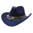 thumbnail image 1 of Minnieouse Sombrero de vaquero occidental clásico con cinturón de borlas para un aspecto vintage y elegante Sombrero de para niñas y niños Sombreros Azul oscuro, 1 of 6