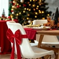 thumbnail image 6 of Set of 2 Christmas Red Bow Chair Covers with Backrest Straps for Festive Holiday Dining and Party Decoration Light Red, 6 of 8