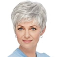 thumbnail image 2 of New European And Wigs Slanted Silver White Micro Curled Short Straight Hair Fiber Wigs In Stock, 2 of 6