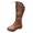 Brown, variant on Women's Lace up Knee High Boots Wide Calf Leather Riding Boots Vintage Country Comfortable Motorcycle Boots