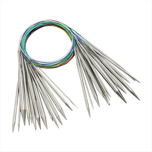 DIY Tejer Traje de Ganchillo Artesanal No Llame A la Herramienta Aguja Redonda de Acero Inoxidable Aguja de Tejer Circular de Metal