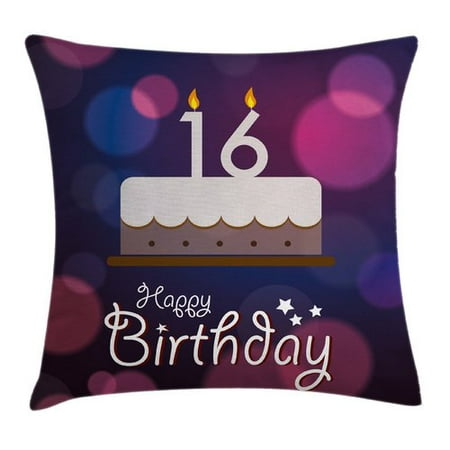 Ambesonne Birthday Cake Candle Best Wish Square Pillow