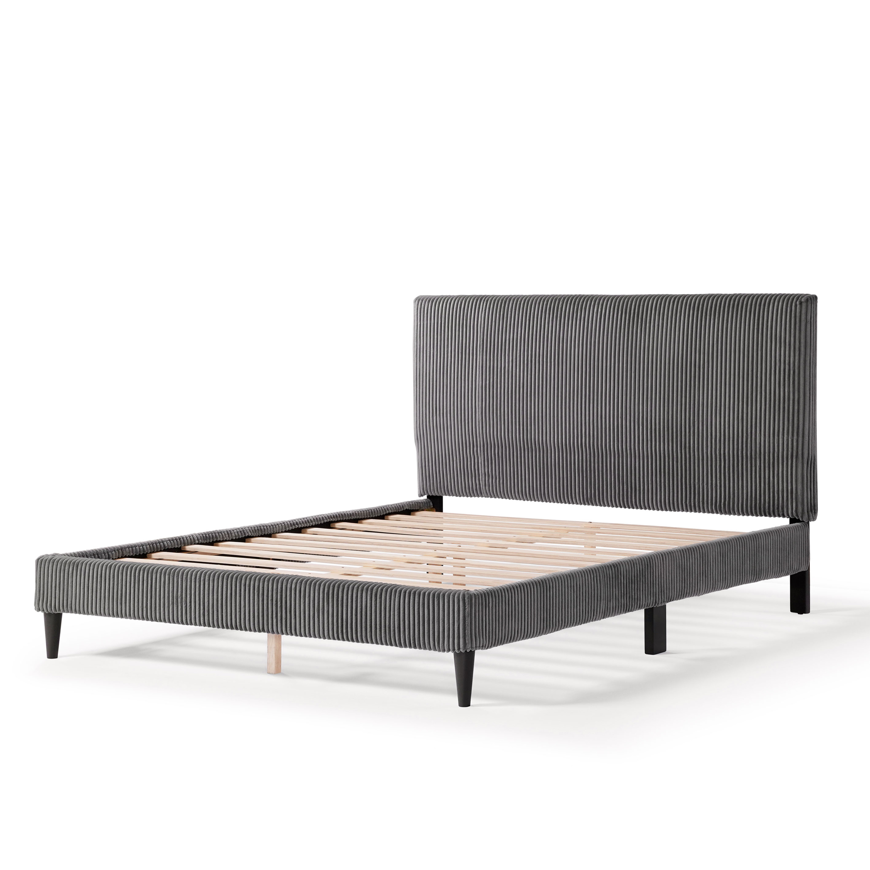 Furniture of America Colly Adult Queen Chenille Fabric Upholstered Platform Bed, Dark Gray