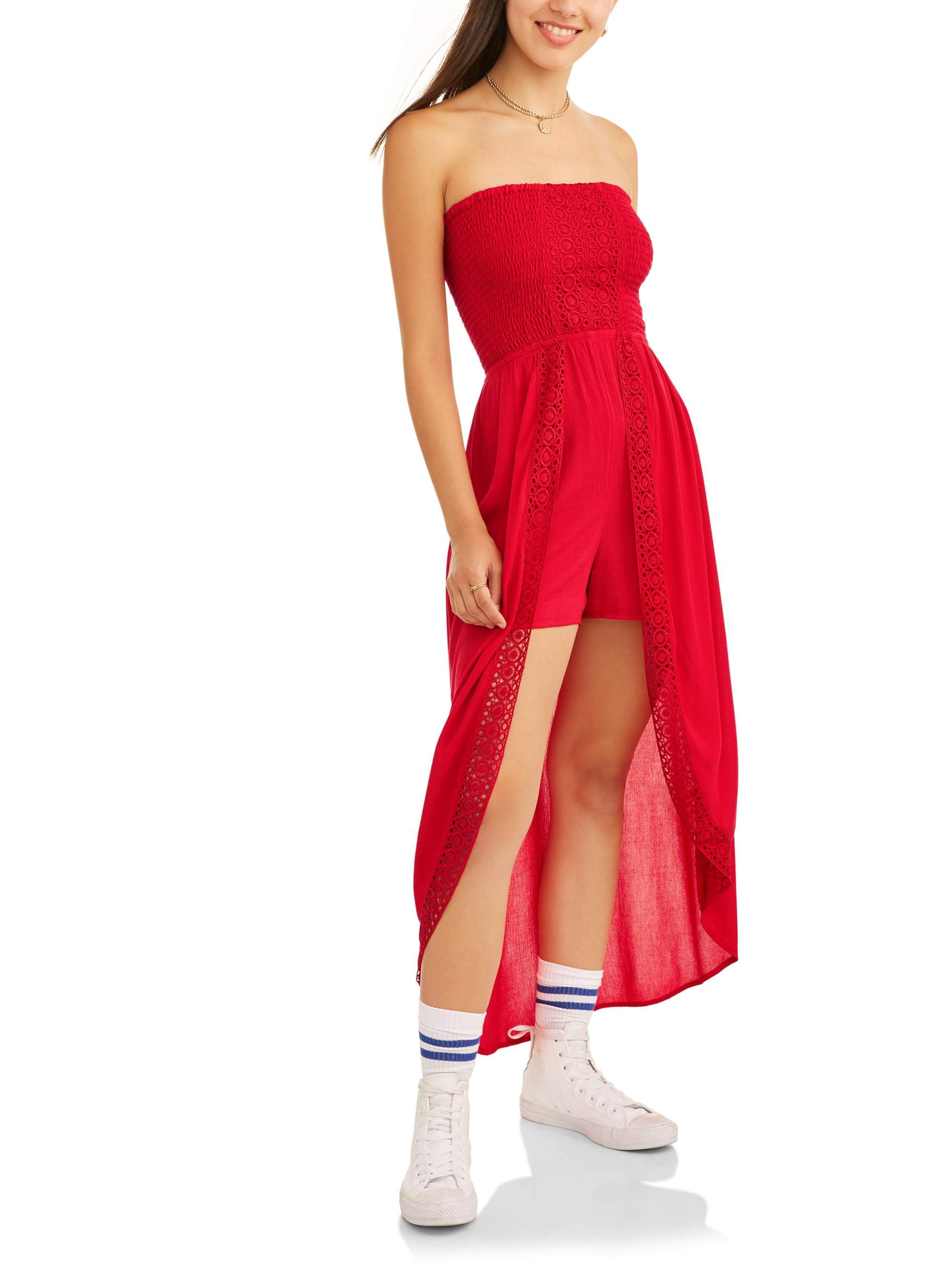 NO BOUNDARIES Dress Juniors' SIZE XS RED Smocked Walk Thru --i5-- | eBay