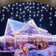 thumbnail image 3 of Guirnalda de luces LED con forma de cortina de carámbanos, guirnalda navideña de luces de hadas de 3 a 60 m, iluminación decorativa para exteriores, jardín y calle, 3 of 5