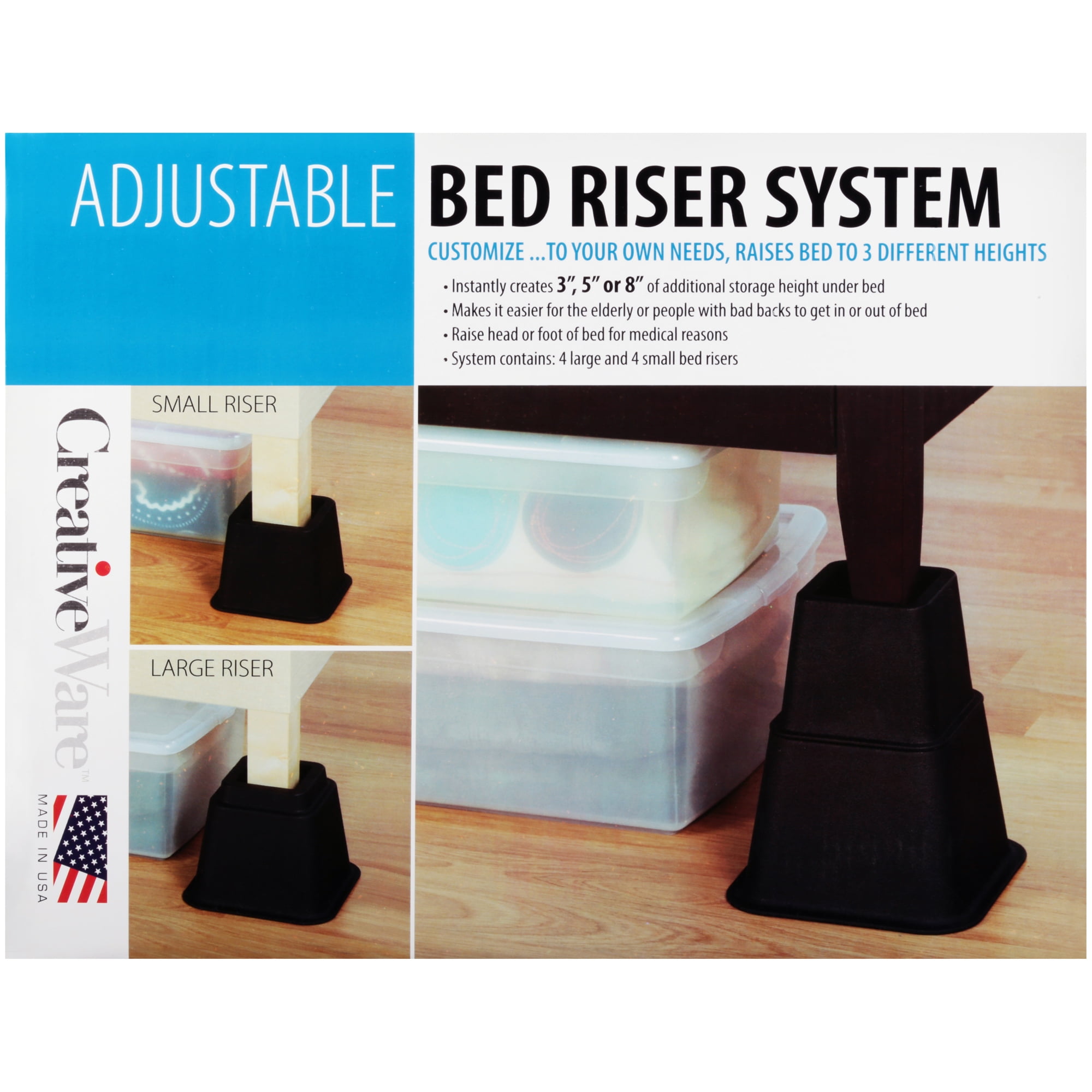 Creativeware Adjustable Bed Riser System Walmart Com