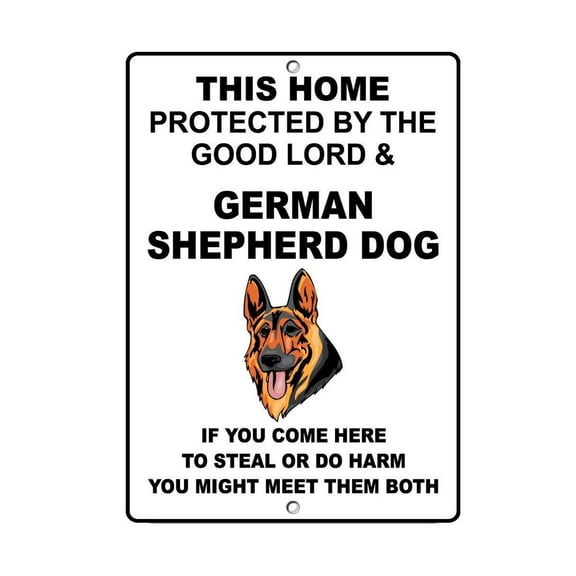 New Metal Sign Aluminum Sign German Shepherd Dog Dog Home Protected by Good Lord and Garage Home Yard for Outdoor & Indoor