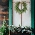 thumbnail image 6 of Lighted Christmas Wreath 15.7 Inch Real Touch Artificial Pine Cedar Wreath with Lights Bow Pine Cones for Front Door Indoor Outdoor Holiday Home Decor (Battery not Included), 6 of 7