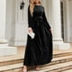 thumbnail image 4 of Vestido largo de cuello redondo, vestido largo para mujer, vestido largo de manga larga con cuello redondo, vestido largo de manga larga para mujer, elaborado por expertos, 4 of 6
