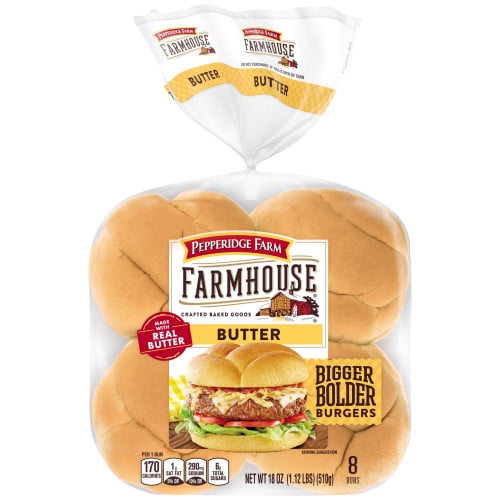 Pepperidge Farm Farmhouse Butter Hamburger Buns, 18 oz. Bag, 8pack