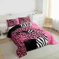 thumbnail image 3 of Manfei Girls Lips Full Size Comforter Sets, Leopard Zebra Print Bedding Comforter Set, Pink Black White Bedding Sets, Luxury Bedroom Decor Reversible 3-Piece, 3 of 8