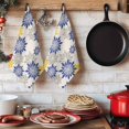 thumbnail image 6 of Geometric Flower Kitchen Towels Set of 3, Vintage Country Floral Blue Yellow on Linen Absorbent Dish Towels for Kitchen, Microfiber Hand Towel, Quick Drying Tea Towel for Cleaning Dishcloths, 6 of 7