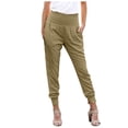 thumbnail image 2 of Ploknplq Fall Clothes for Women 2023 Women's Pants Solid Color Women's High-Waisted Cropped Trousers with Split Ends Dress Pants Women Khaki L, 2 of 3