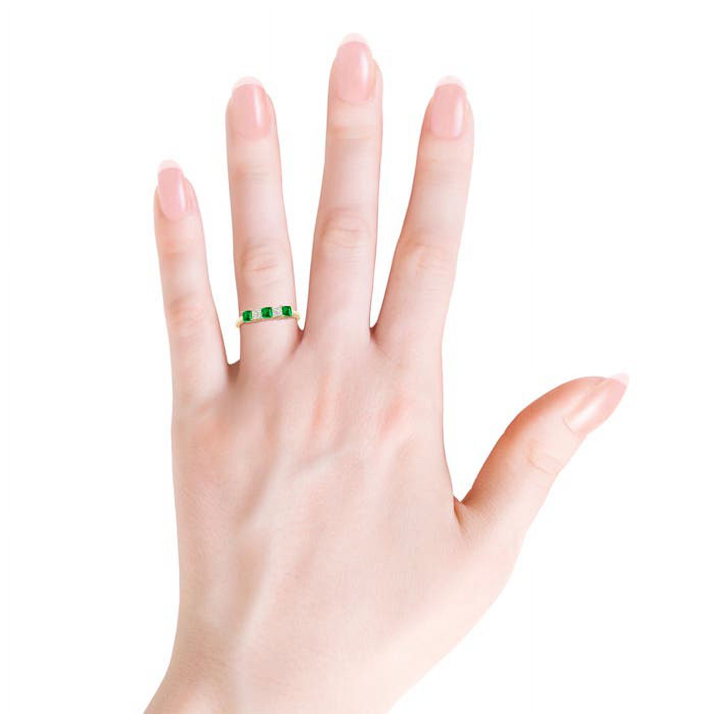 Angara Natural 0.45 Ct. Emerald with Diamond Non Eternity Ring in 14K Yellow Gold for Women (Ring Size: 4) - image 3 of 8