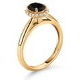 thumbnail image 3 of Gem Stone King 10K Yellow Gold Black Onyx and White Lab Grown Diamond Halo Engagement Ring for Women (0.83 Cttw, Gemstone December Birthstone, Oval 7X5MM, Size 8), 3 of 4