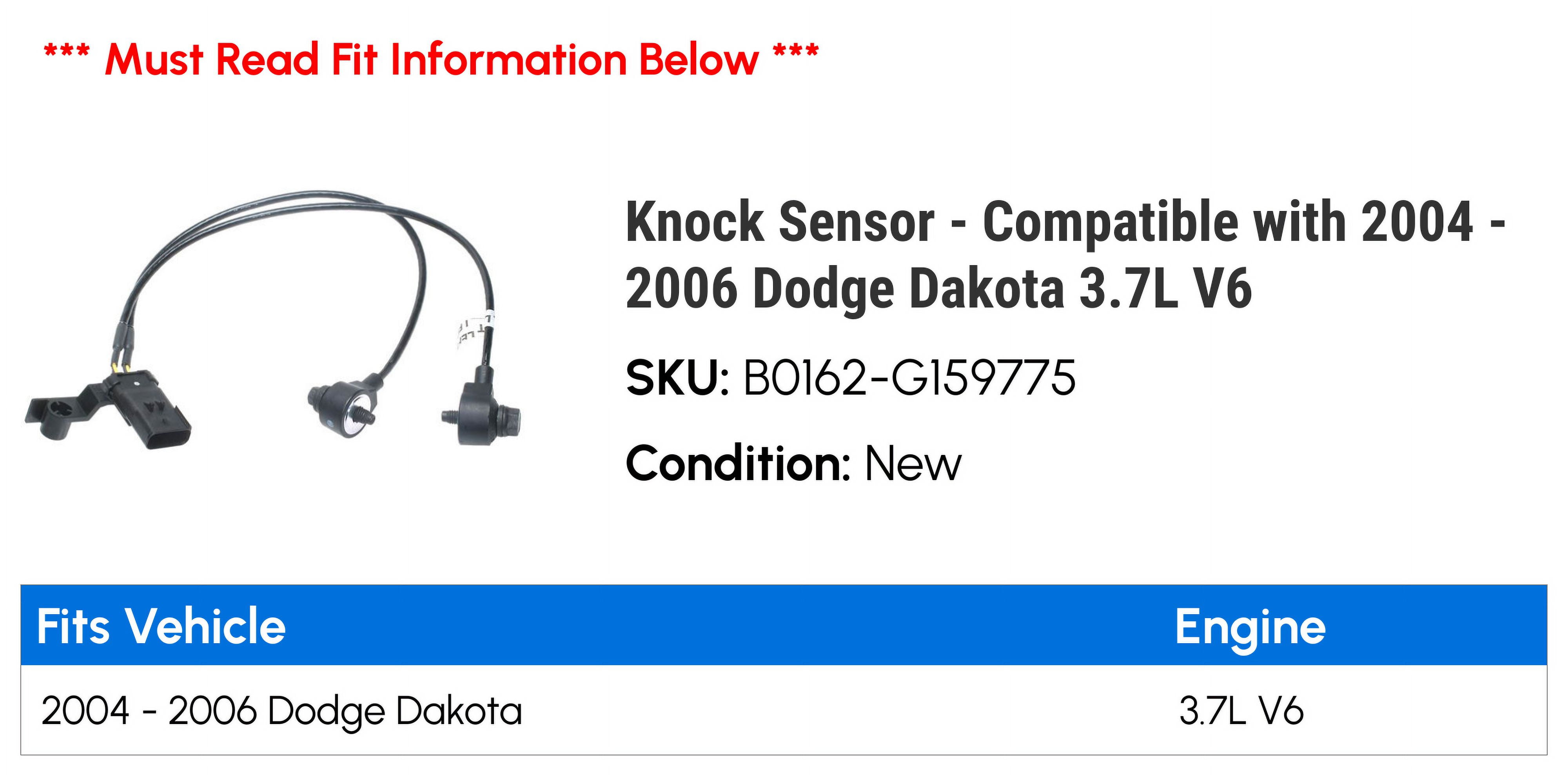 Knock Sensor - Compatible with 2004 - 2006 Dodge Dakota 3.7L V6 2005