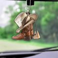 thumbnail image 1 of Car Rearview Mirror Pendant, Cowboy Boots and Hats Flat Acrylic Car Hanging, Car Interior Decoration, 1 of 5