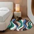 thumbnail image 3 of Round Area Rug 3 Ft, Green Blue Brown Moire Washable Non-Slip Circle Carpet for Living Room/Bedroom, Modern Abstract Art Low-Profile Small Floor Mats Collection Rugs for Indoor, 3 of 7